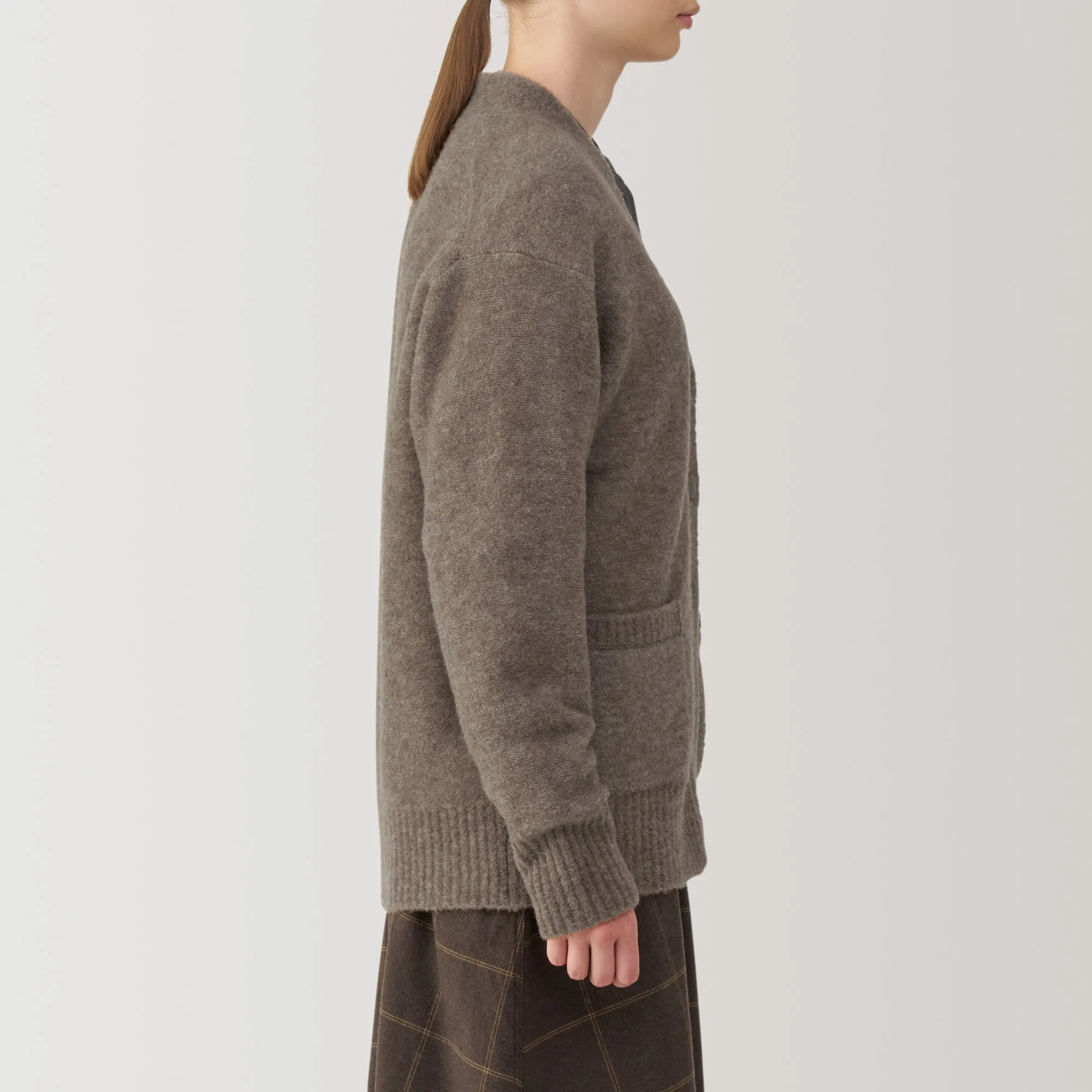 Women's Wool Blend Boucle V-Neck Cardigan