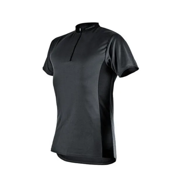 Zip Neck Shirt Short Sleeves Grey